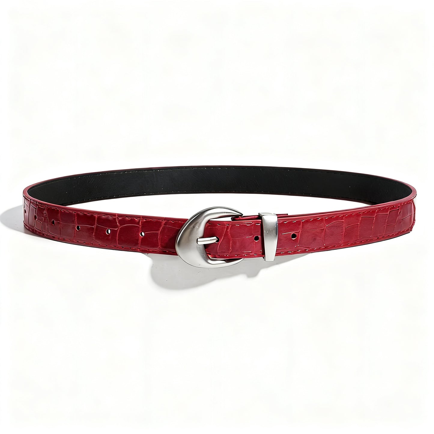 Retro Unisex Crocodile PU Leather Belt With Zinc Alloy Pin Buckle
