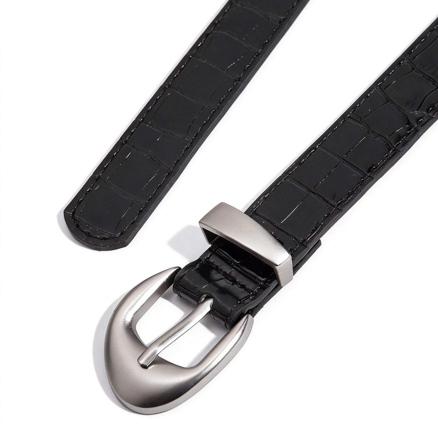 Retro Unisex Crocodile PU Leather Belt With Zinc Alloy Pin Buckle