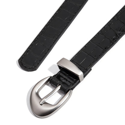 Retro Unisex Crocodile PU Leather Belt With Zinc Alloy Pin Buckle