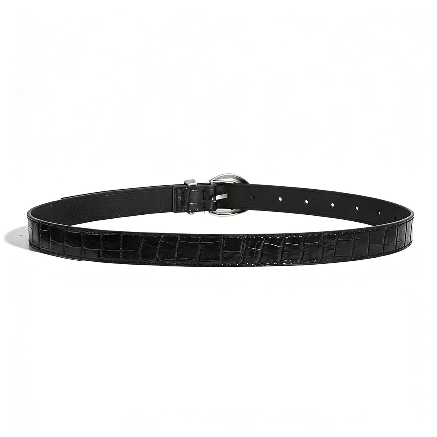 Retro Unisex Crocodile PU Leather Belt With Zinc Alloy Pin Buckle