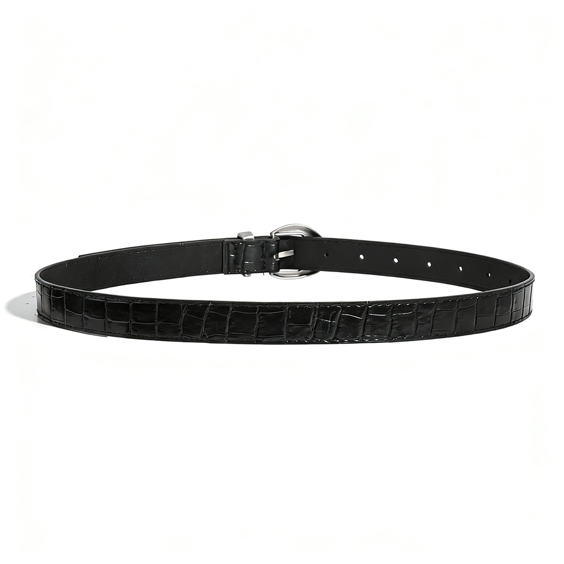 Retro Unisex Crocodile PU Leather Belt With Zinc Alloy Pin Buckle