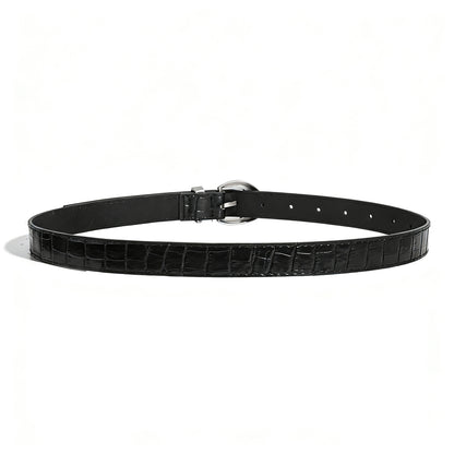 Retro Unisex Crocodile PU Leather Belt With Zinc Alloy Pin Buckle
