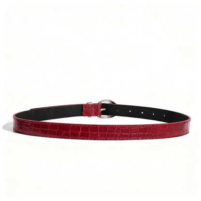 Retro Unisex Crocodile PU Leather Belt With Zinc Alloy Pin Buckle