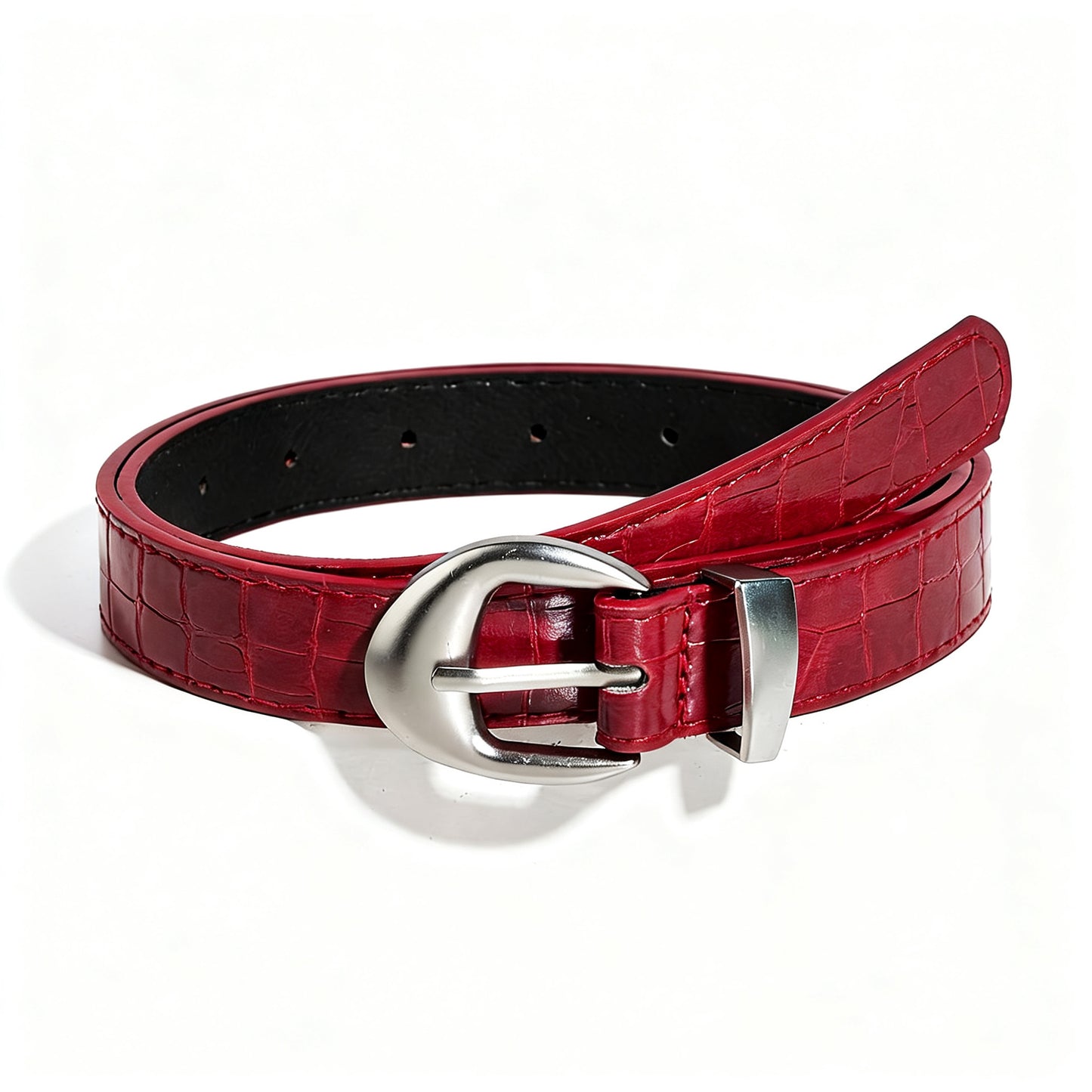 Retro Unisex Crocodile PU Leather Belt With Zinc Alloy Pin Buckle