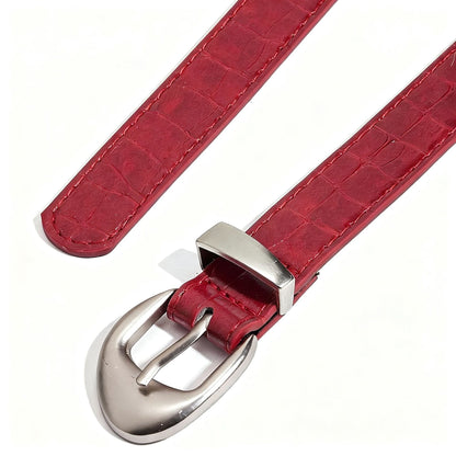 Retro Unisex Crocodile PU Leather Belt With Zinc Alloy Pin Buckle