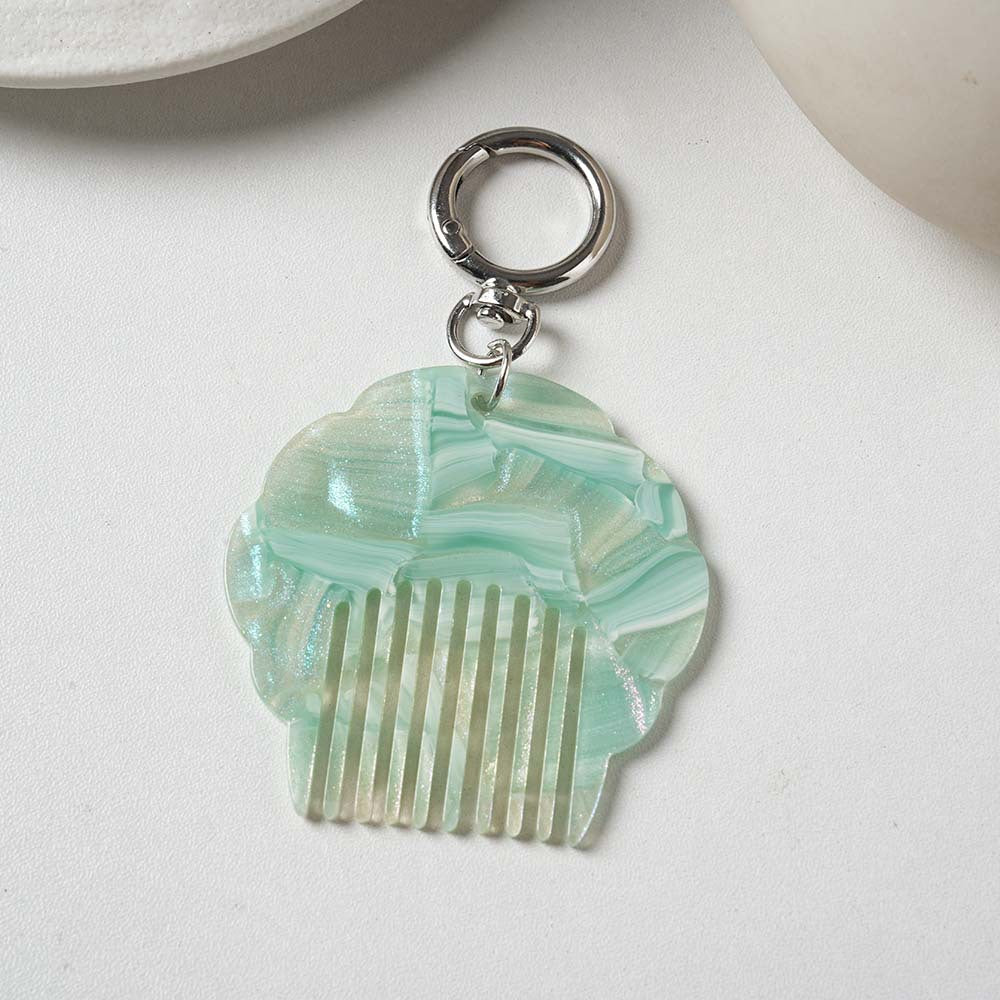Handmade Blue Shell Key Chain In Acetic Acid Material With Sweet Style, Perfect For Hanging Accessories