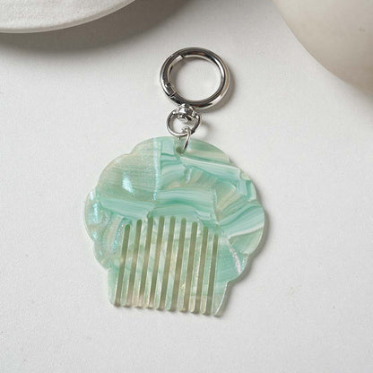 Handmade Blue Shell Key Chain In Acetic Acid Material With Sweet Style, Perfect For Hanging Accessories