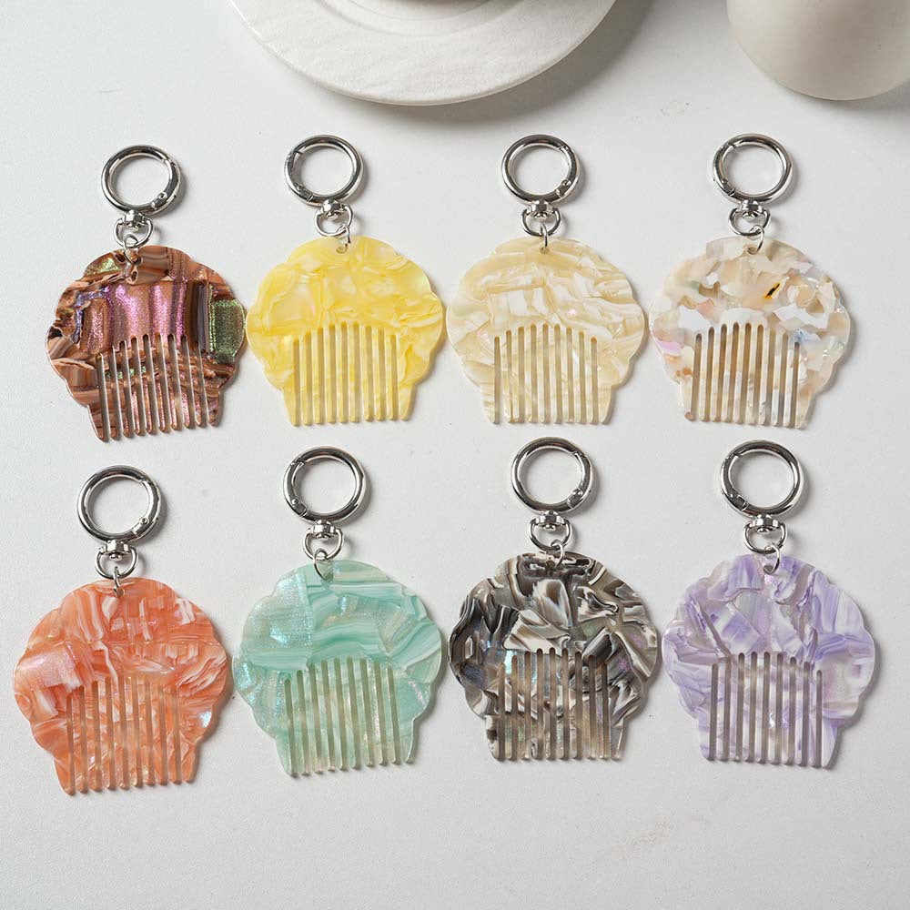 Handmade Blue Shell Key Chain In Acetic Acid Material With Sweet Style, Perfect For Hanging Accessories