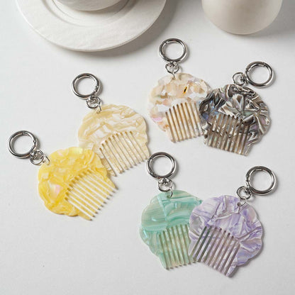 Handmade Blue Shell Key Chain In Acetic Acid Material With Sweet Style, Perfect For Hanging Accessories