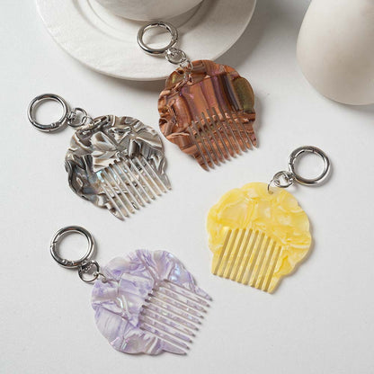 Handmade Blue Shell Key Chain In Acetic Acid Material With Sweet Style, Perfect For Hanging Accessories