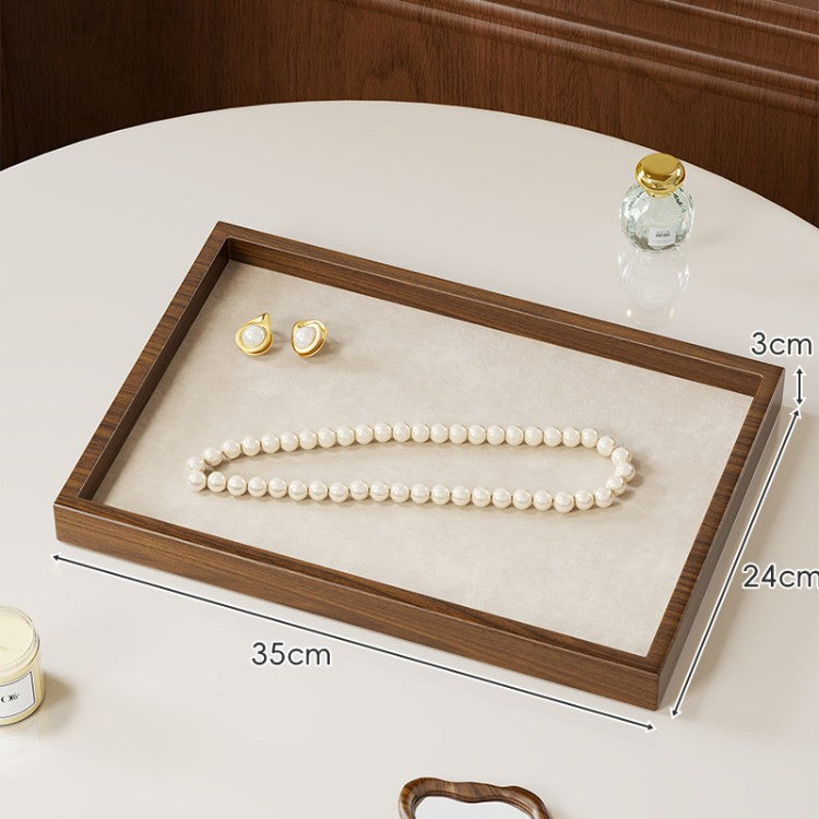 Solid Color Wooden Jewelry Box In Beige For Elegant Storage