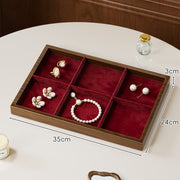 Walnut Wood with Burgundy Interior - 6 Compartments