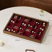 Walnut Wood with Burgundy Interior - 24 Compartments