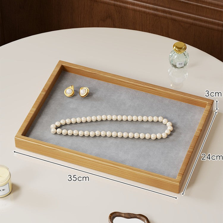 Solid Color Wooden Jewelry Box In Beige For Elegant Storage