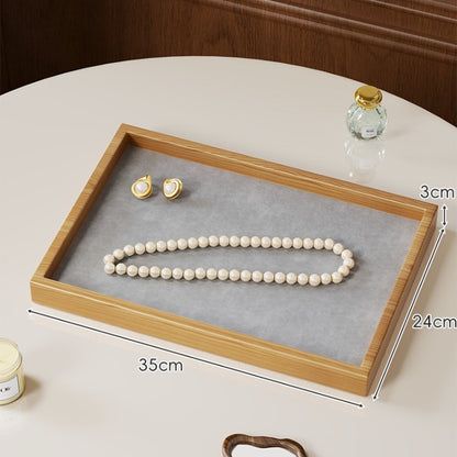 Solid Color Wooden Jewelry Box In Beige For Elegant Storage