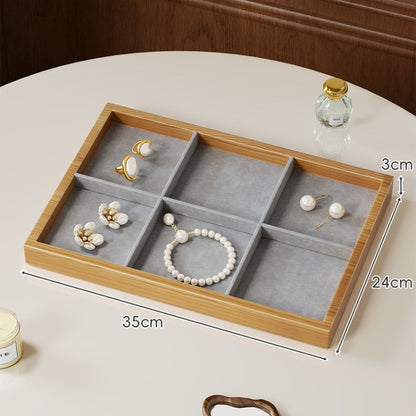Solid Color Wooden Jewelry Box In Beige For Elegant Storage