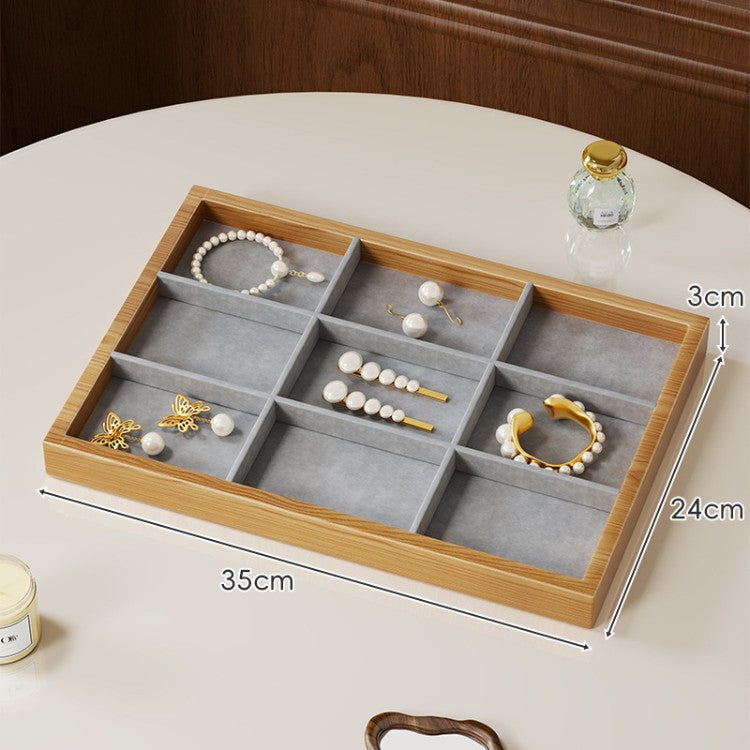 Solid Color Wooden Jewelry Box In Beige For Elegant Storage