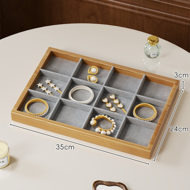 Solid Color Wooden Jewelry Box In Beige For Elegant Storage