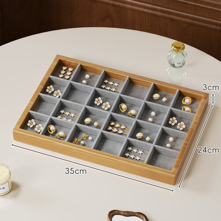 Solid Color Wooden Jewelry Box In Beige For Elegant Storage