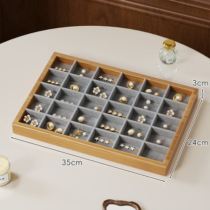Solid Color Wooden Jewelry Box In Beige For Elegant Storage