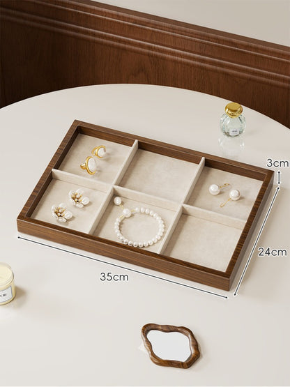 Solid Color Wooden Jewelry Box In Beige For Elegant Storage