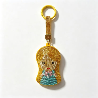 Mermaid Red Bag Charm Key Chain Featuring Sparkling Rhinestones