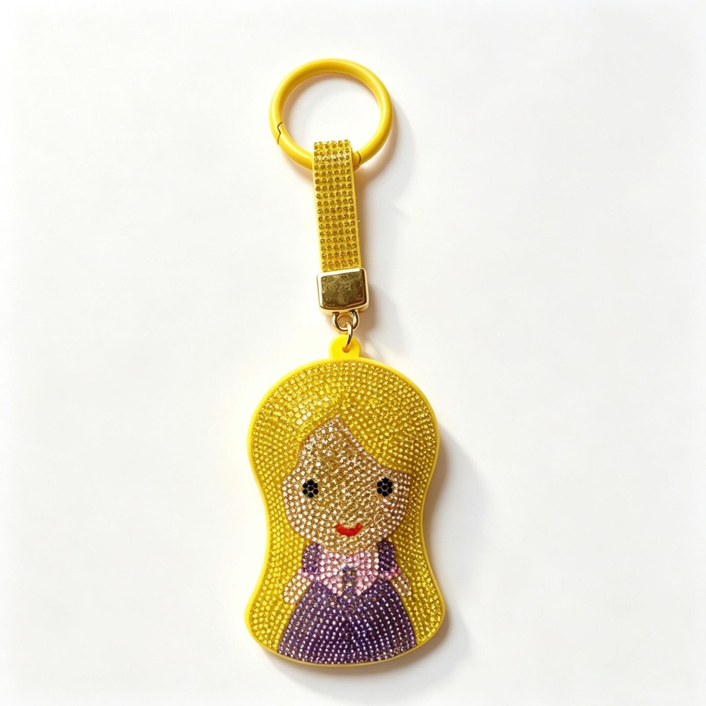 Mermaid Red Bag Charm Key Chain Featuring Sparkling Rhinestones