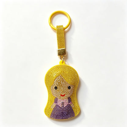 Mermaid Red Bag Charm Key Chain Featuring Sparkling Rhinestones