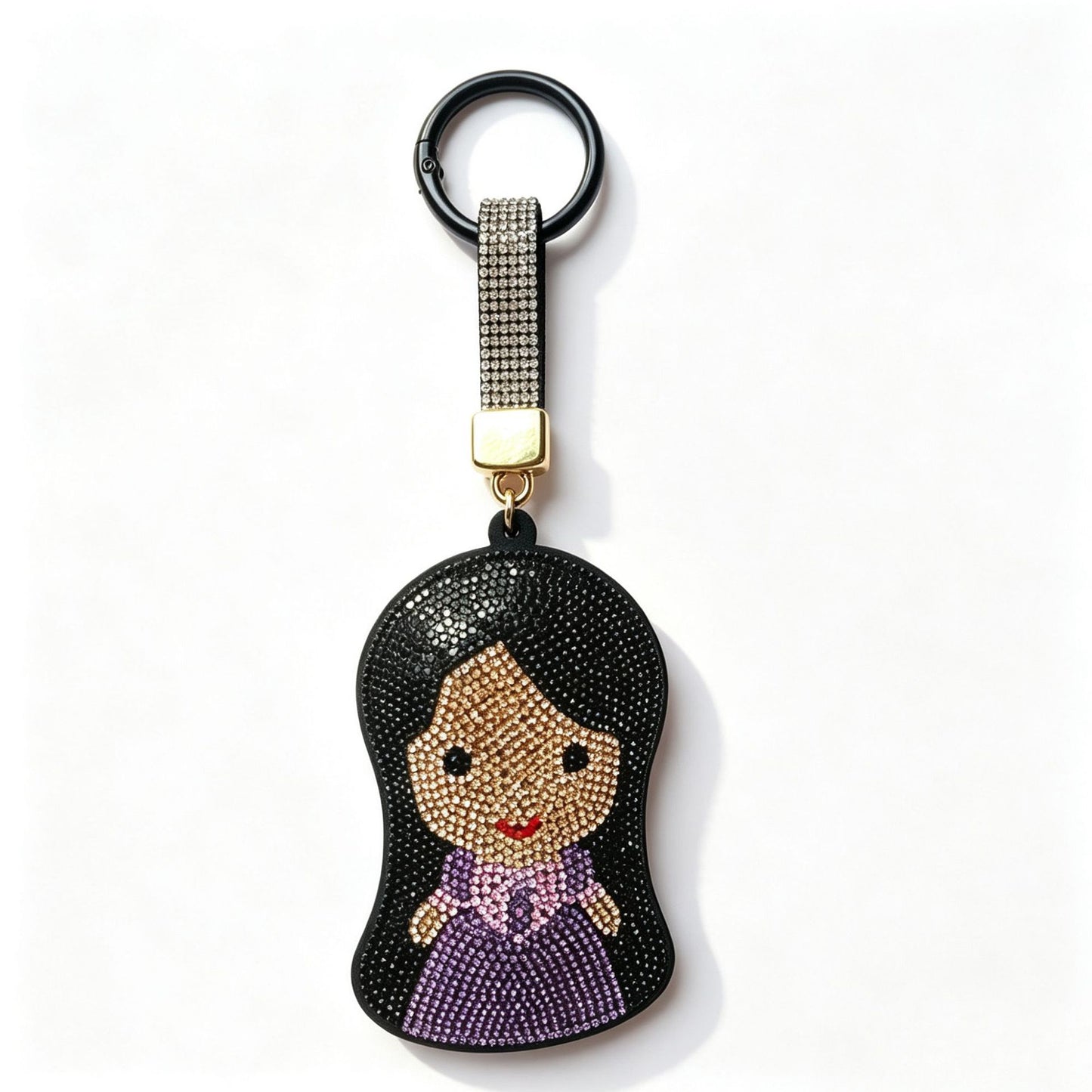 Mermaid Red Bag Charm Key Chain Featuring Sparkling Rhinestones