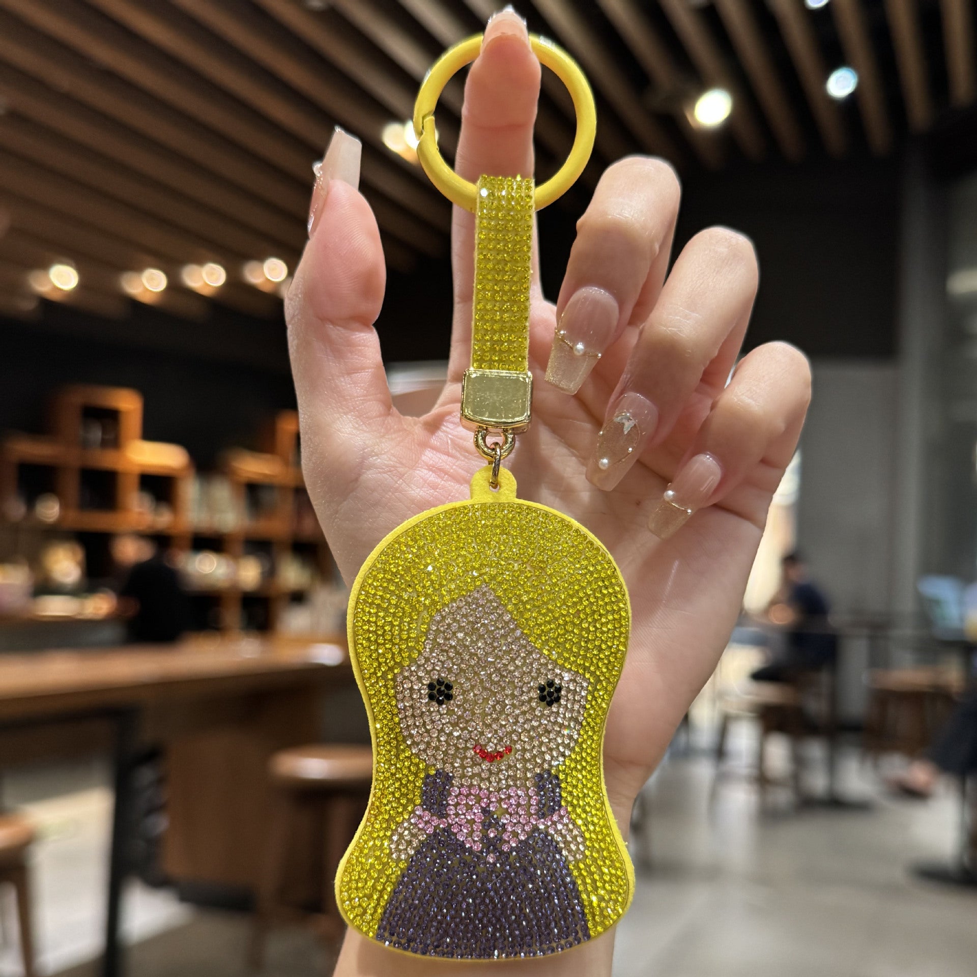 Mermaid Red Bag Charm Key Chain Featuring Sparkling Rhinestones