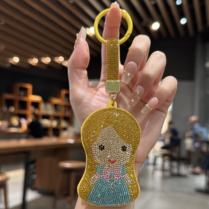 Mermaid Red Bag Charm Key Chain Featuring Sparkling Rhinestones