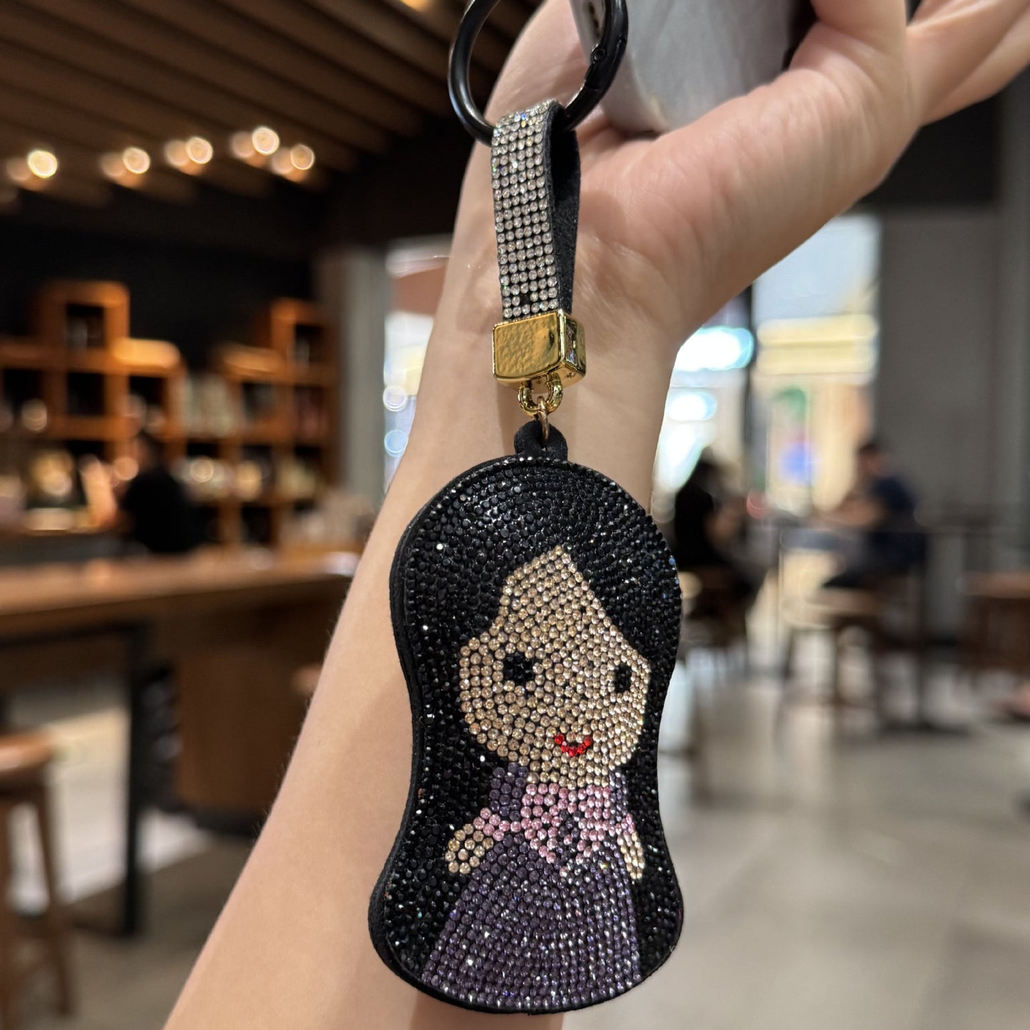 Mermaid Red Bag Charm Key Chain Featuring Sparkling Rhinestones