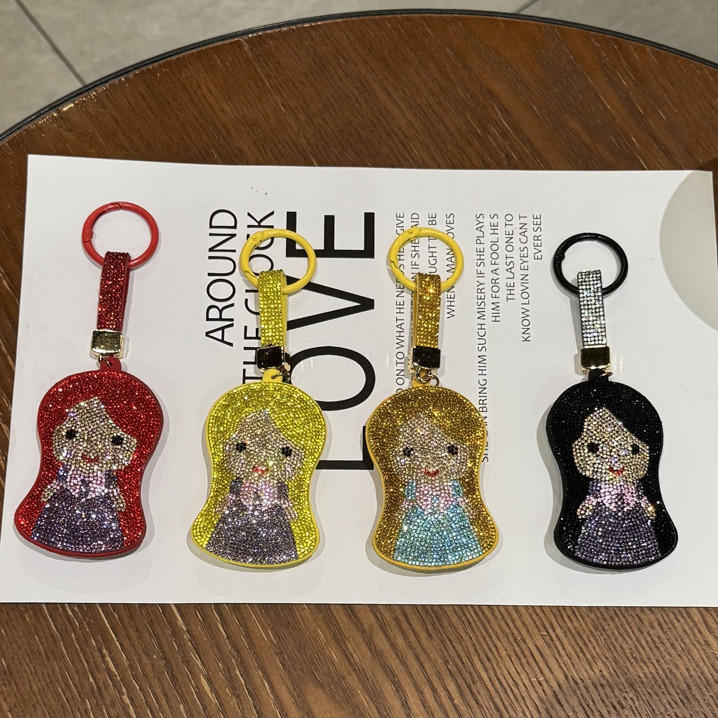Mermaid Red Bag Charm Key Chain Featuring Sparkling Rhinestones