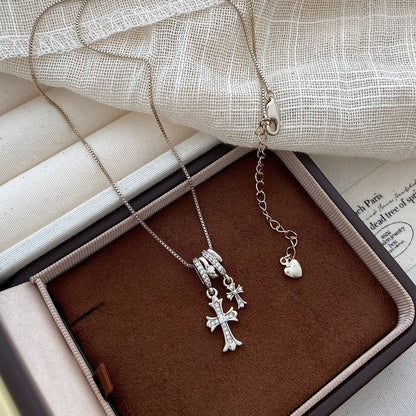 Classic Style Cross Necklace For Unisex, Copper Material With Electroplated Gold Plating And Cable Chain