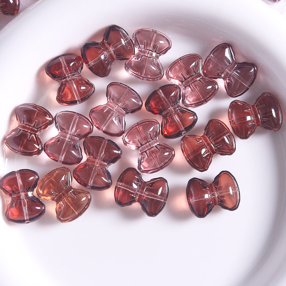 5 PCS Glass Bow Tie Beads For Jewelry Making With Stoving Varnish, Handmade DIY Accessories In Colour
