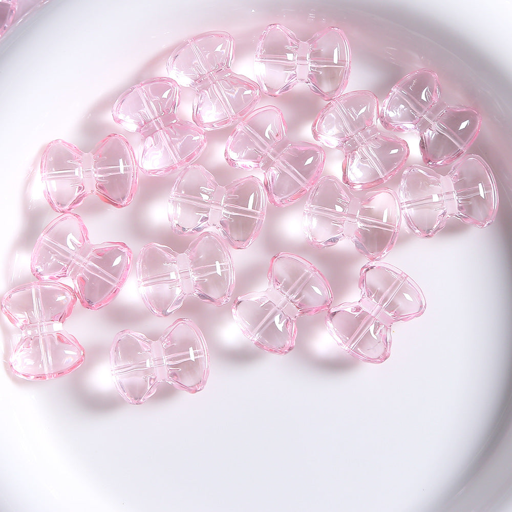 5 PCS Glass Bow Tie Beads For Jewelry Making With Stoving Varnish, Handmade DIY Accessories In Colour