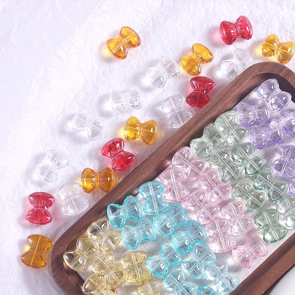 5 PCS Glass Bow Tie Beads For Jewelry Making With Stoving Varnish, Handmade DIY Accessories In Colour