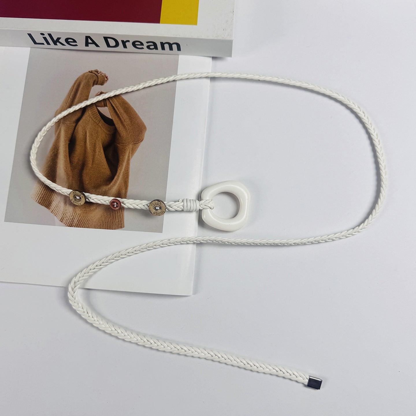 Bohemian Solid Color Braided Belt For Women In Wax Line Material Featuring Rope Buckle