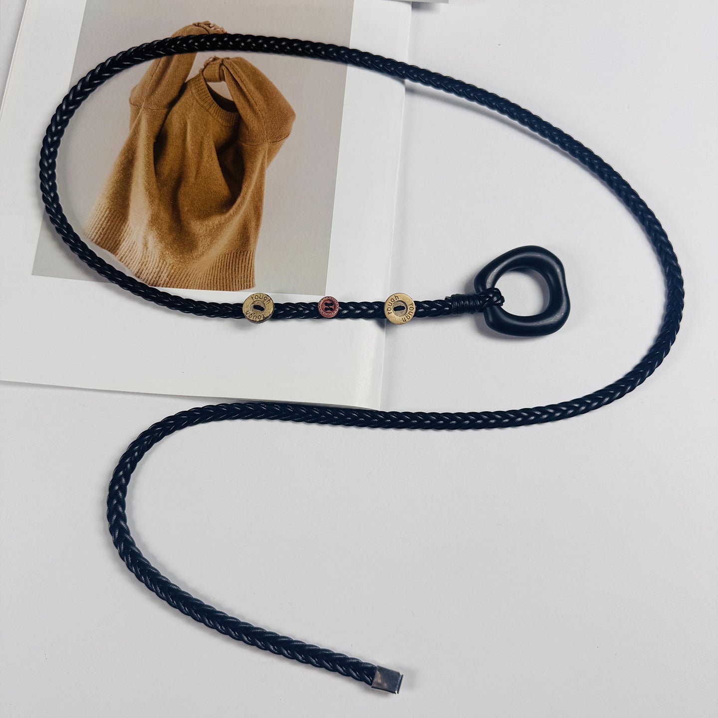 Bohemian Solid Color Braided Belt For Women In Wax Line Material Featuring Rope Buckle
