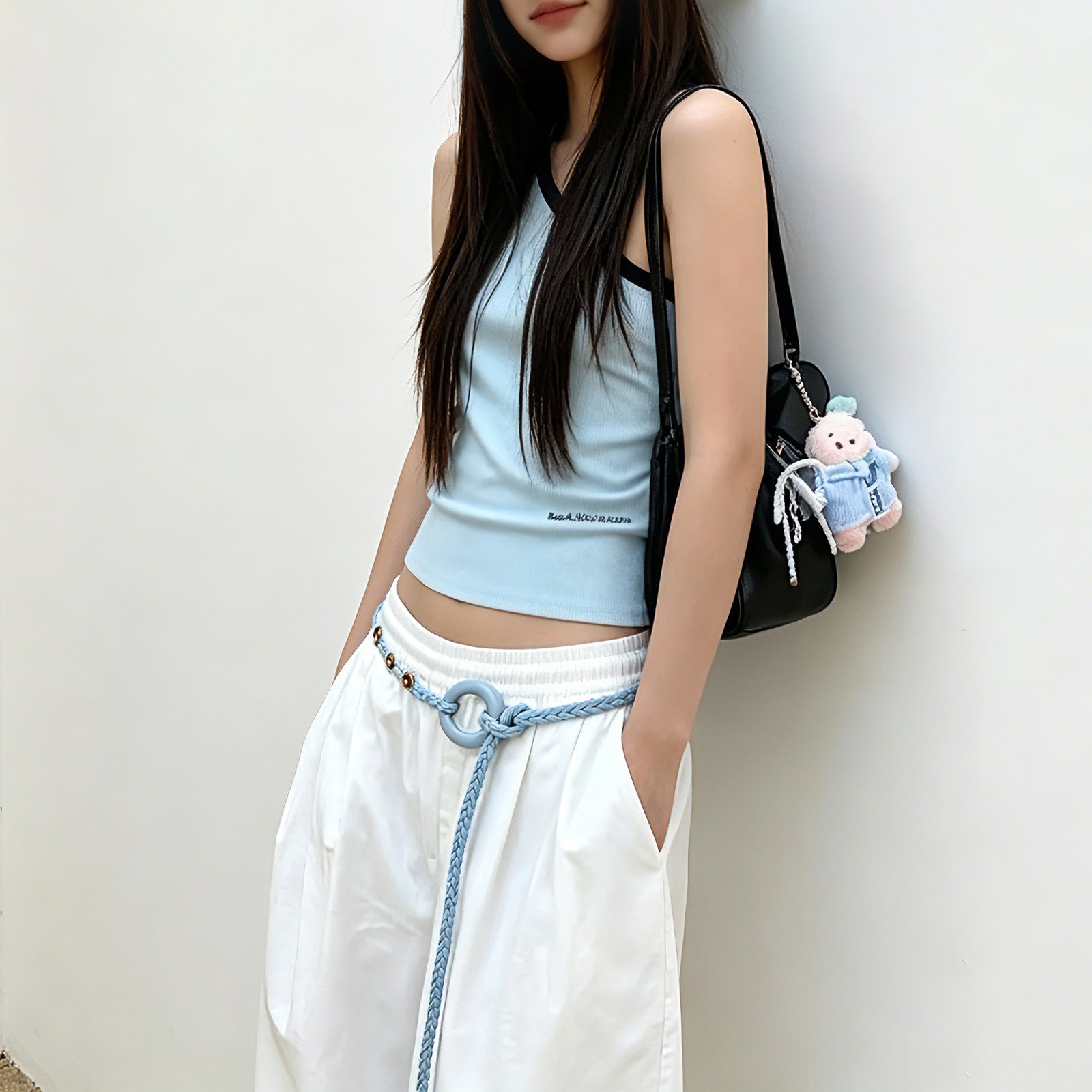 Bohemian Solid Color Braided Belt For Women In Wax Line Material Featuring Rope Buckle