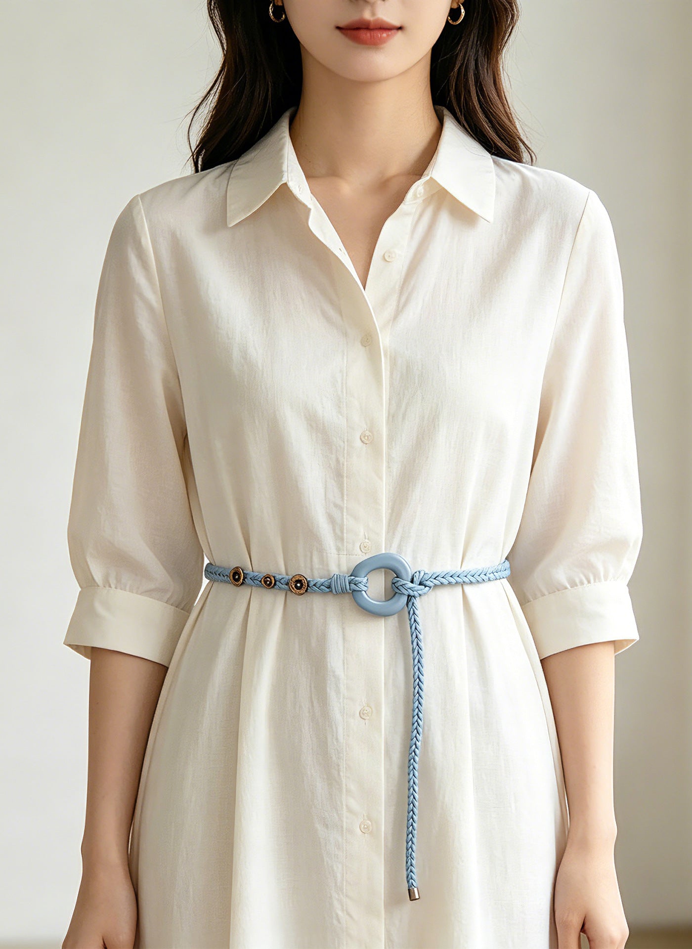 Bohemian Solid Color Braided Belt For Women In Wax Line Material Featuring Rope Buckle