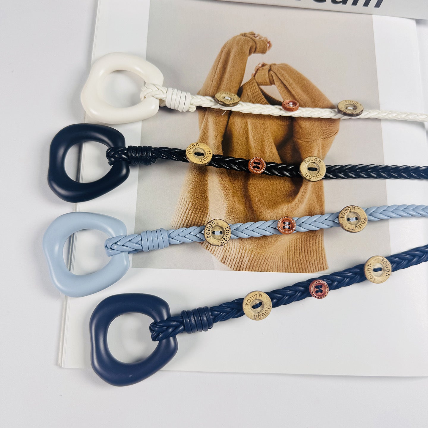 Bohemian Solid Color Braided Belt For Women In Wax Line Material Featuring Rope Buckle