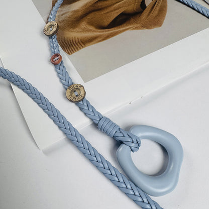Bohemian Solid Color Braided Belt For Women In Wax Line Material Featuring Rope Buckle