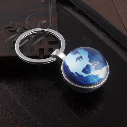 New Year Map Key Chain Featuring Gem Inlay And Durable Metal Material