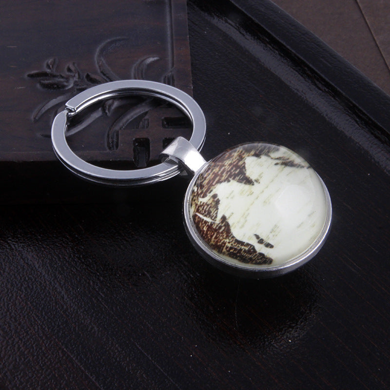 New Year Map Key Chain Featuring Gem Inlay And Durable Metal Material