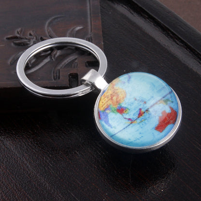 New Year Map Key Chain Featuring Gem Inlay And Durable Metal Material