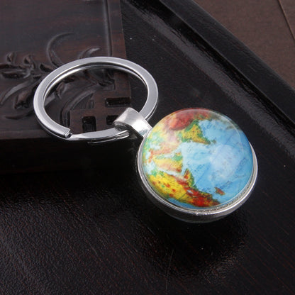 New Year Map Key Chain Featuring Gem Inlay And Durable Metal Material