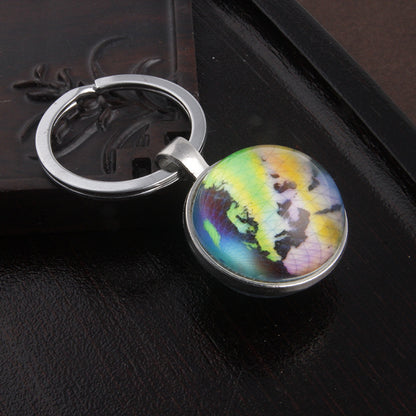 New Year Map Key Chain Featuring Gem Inlay And Durable Metal Material