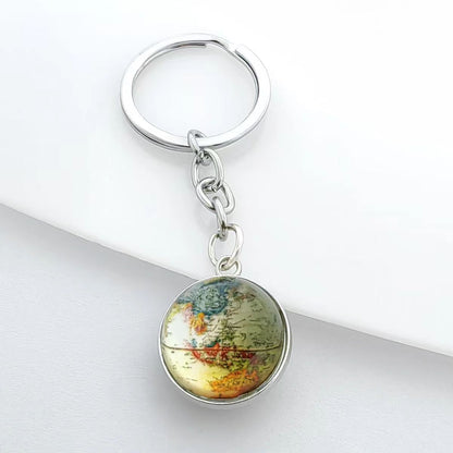 New Year Map Key Chain Featuring Gem Inlay And Durable Metal Material