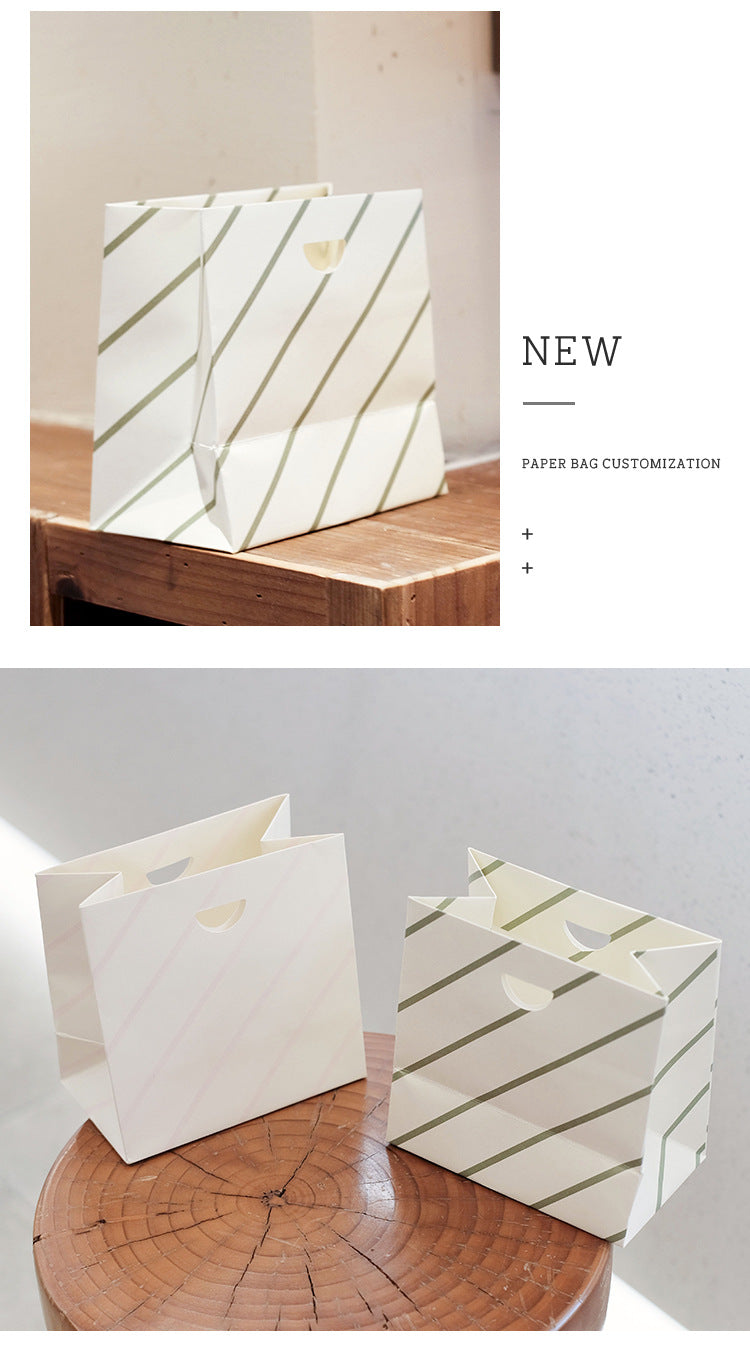 Stripe Wedding Gift Bags In Beige, 10 PCS Package, Paper Card Material, Elegant Wedding Style